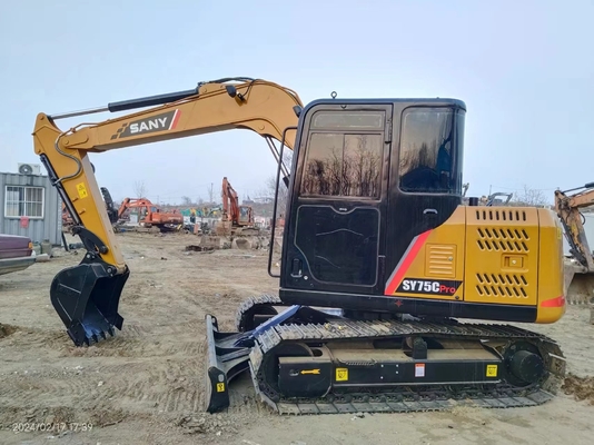 Excavateur hydraulique Sany SY75C de 7 tonnes avec une capacité de seau de 0,12 à 0,32 m3